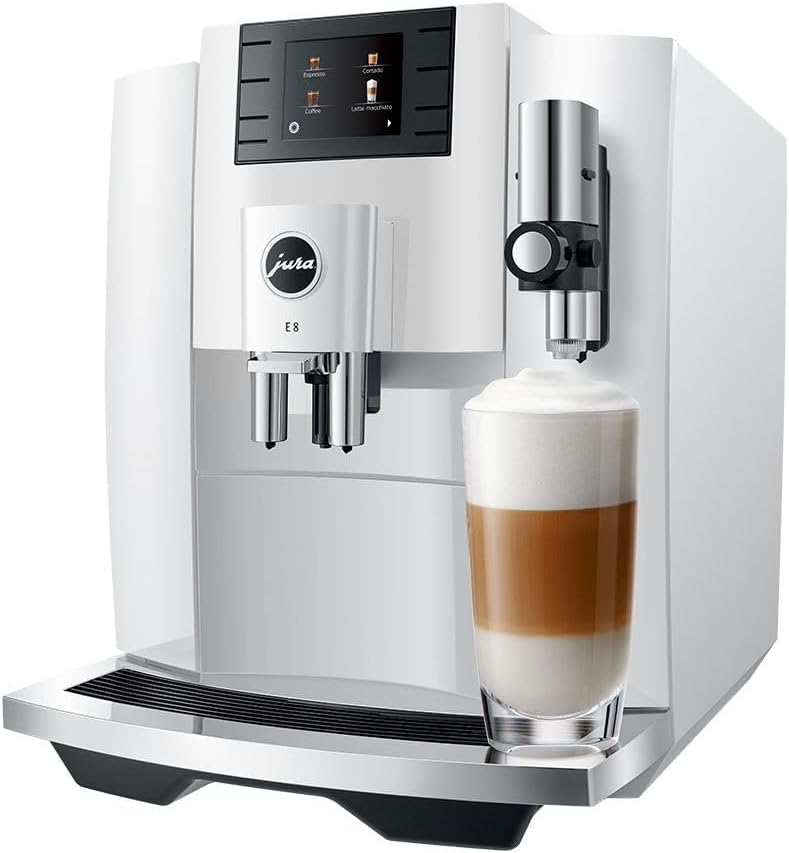 Piano White Automatic Espresso Machine with Glass Milk Container and Coffee Canister with Measuring Spoon P873588