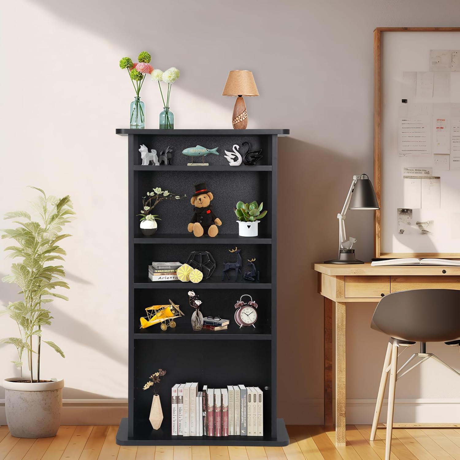 Black 5-Tier Adjustable Media Storage Shelf G857