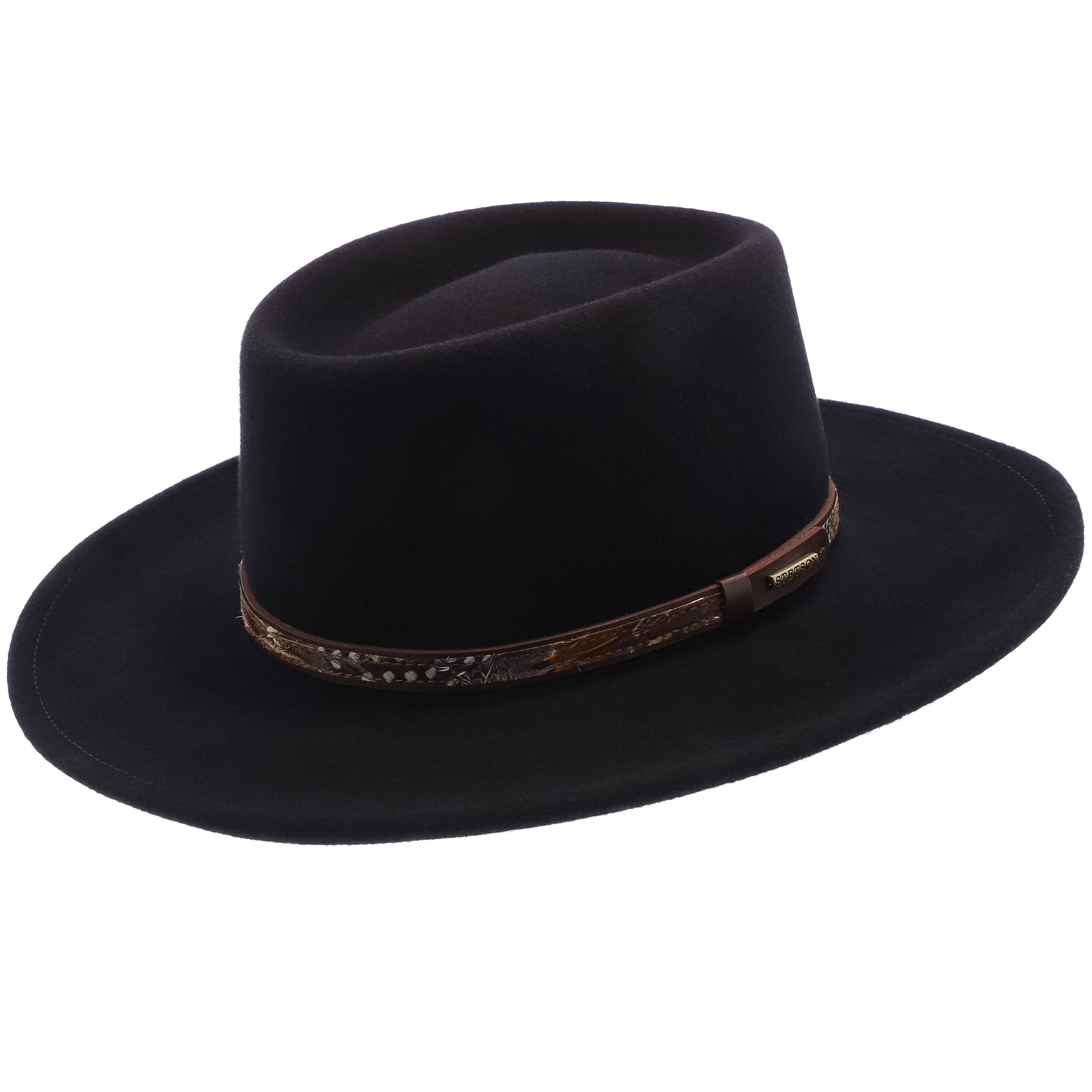 Crushable Gambler Hat Black Wool Felt N47792