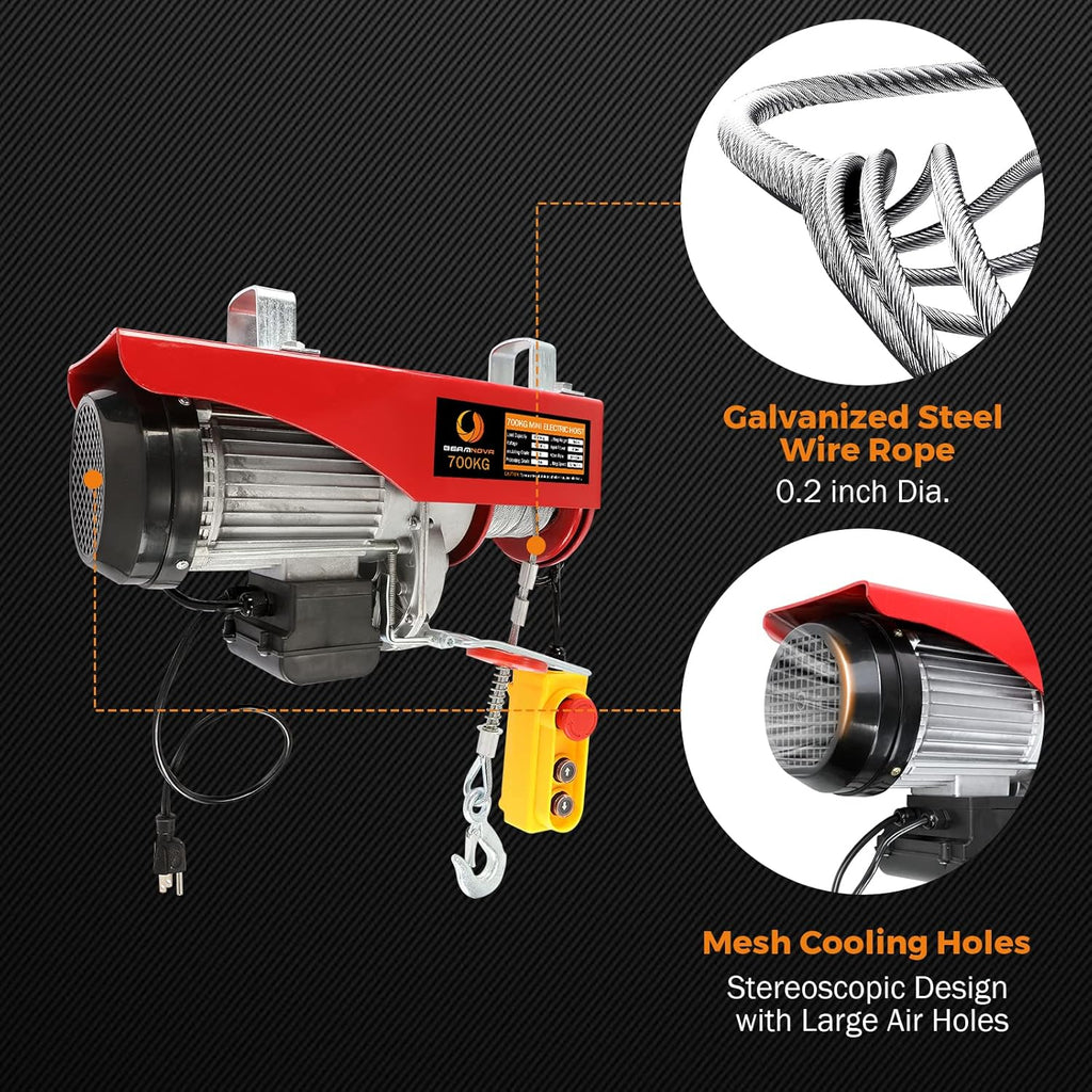 2200lbs 1500lbs Electric Hoist Winch Overhead Engine Lift 110-120 Volt with Remote Control E8983