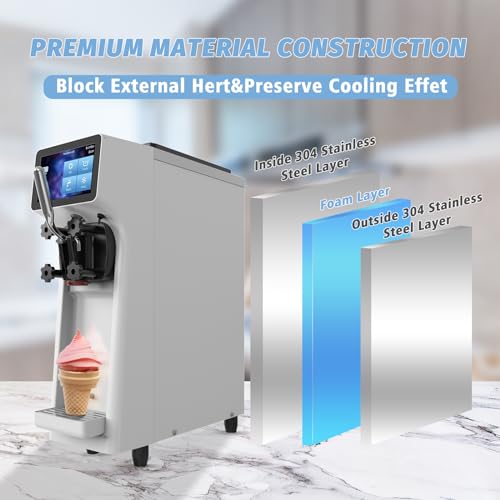1000W Single Flavor Soft Serve Ice Cream Machine 2.7 to 4 Gal/H 110V K35741