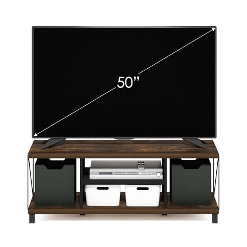 French Oak Grey Black Large Entertainment Stand for TV Up to 55 Inch N4441