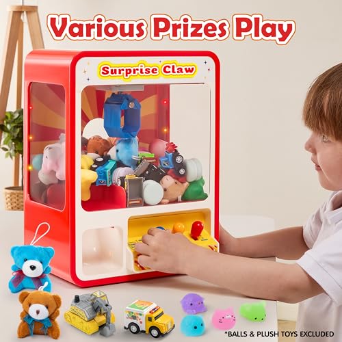 Claw Machine Arcade Toy with LED Light & Adjustable Sound, Rechargable Dispenser Toys Mini Vending Machine for Kids L74247