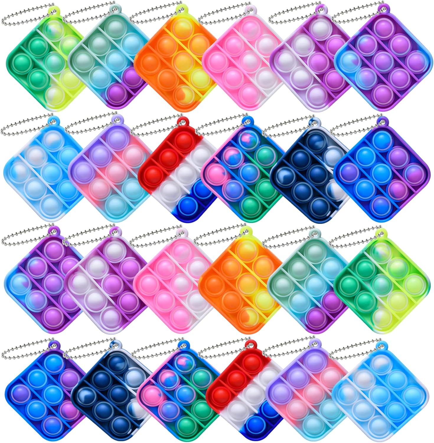 24 Packs Mini Pop Fidget Toy Keychain O5673