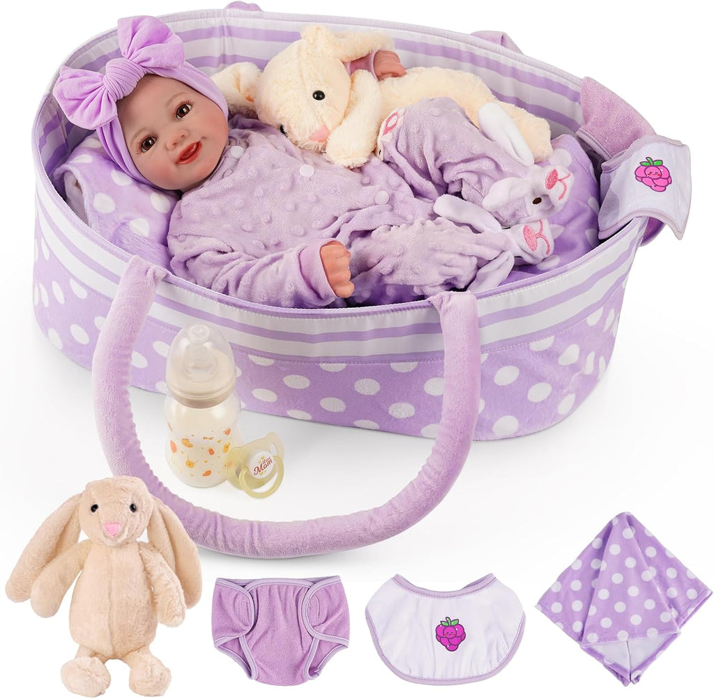 17 Inch Soft Body Reborn Baby Doll with Basket I28044