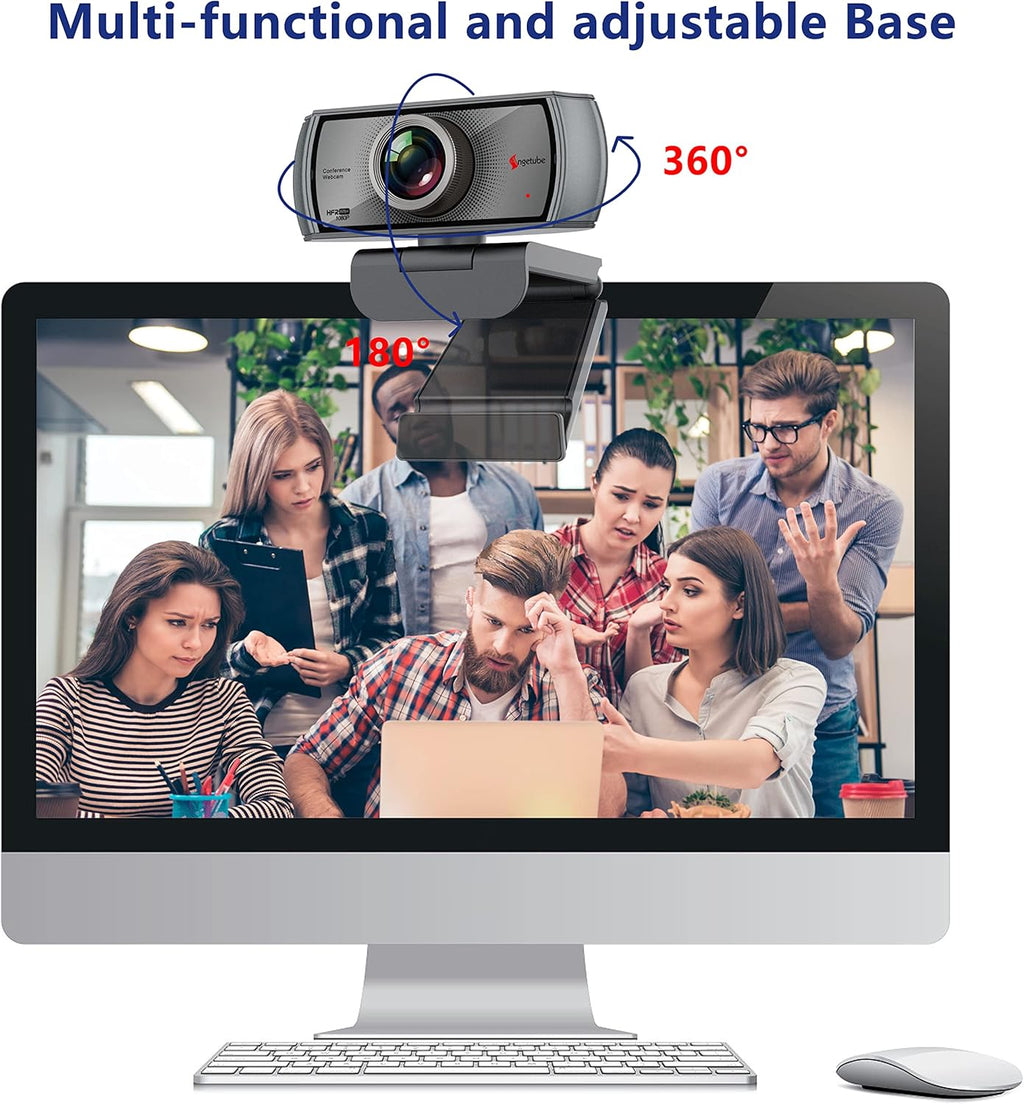 1080P 60fps Webcam with Microphone, 120° Wide Angle Dual Noise Reduction Mics, HD Streaming USB Camera J293