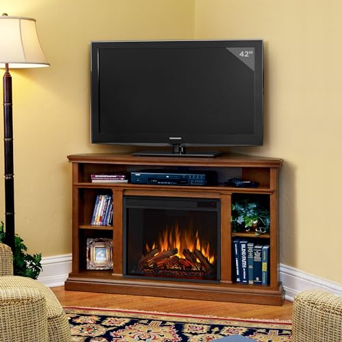 51" Corner Electric Fireplace TV Stand in Oak U62294