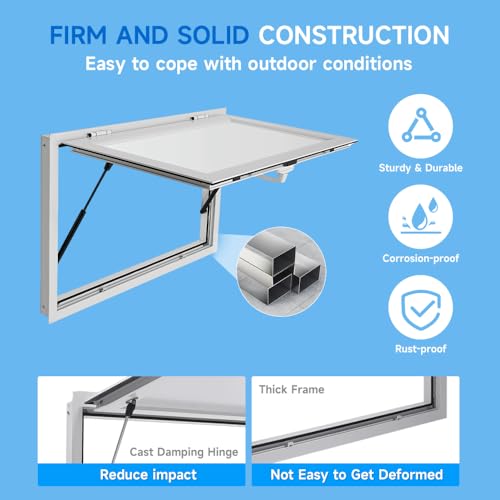 36" x 36" Aluminum Alloy Food Truck Service Window with 4 Screen Windows & Awning Door & Drag Hook O42658