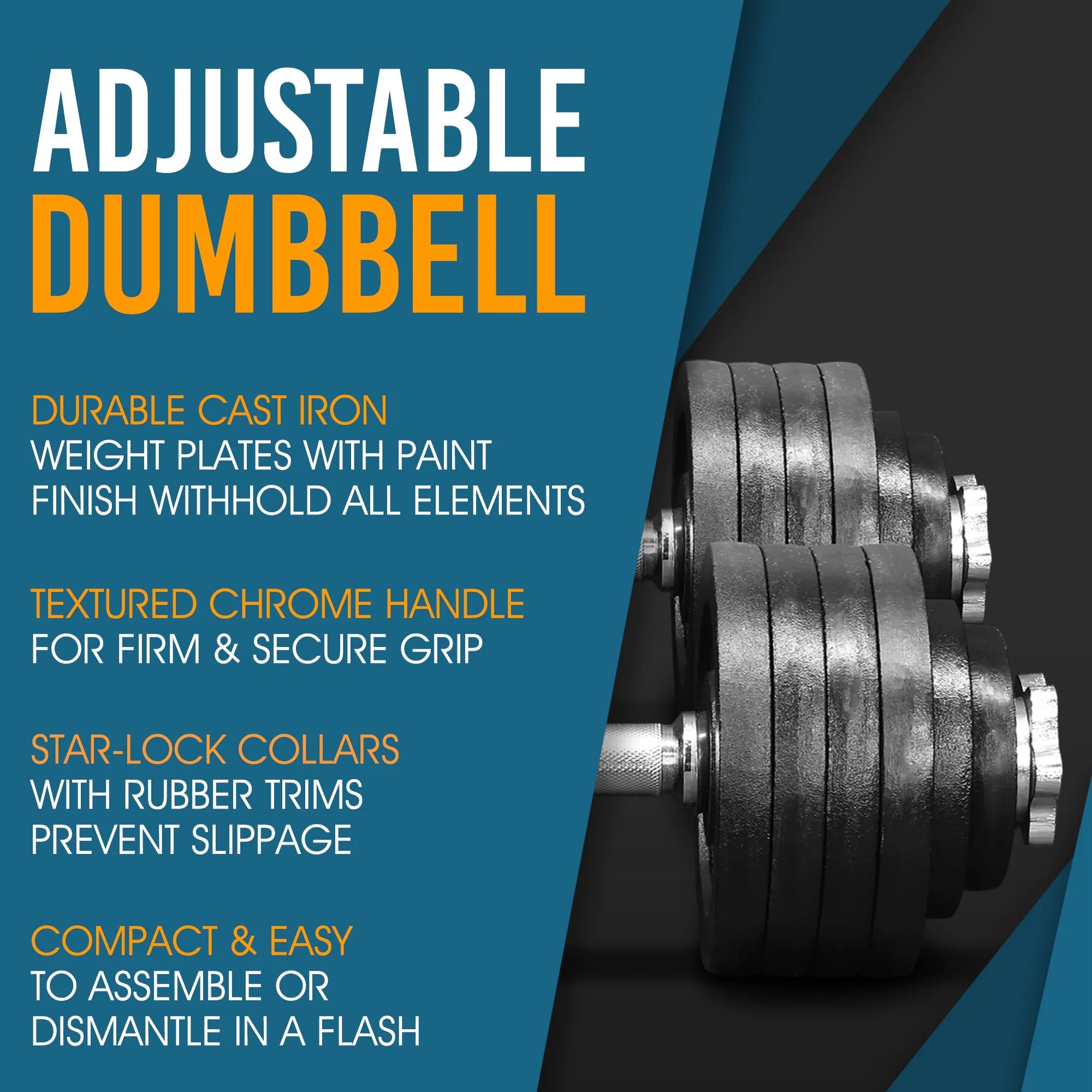 105 lbs Adjustable Cast Iron Dumbbell Set J773