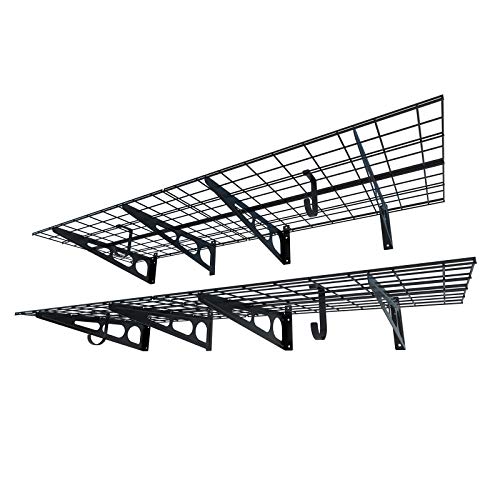 Black 2-Pack 24-inch-by-72-inch Wall Shelf Garage Storage Rack Y996143