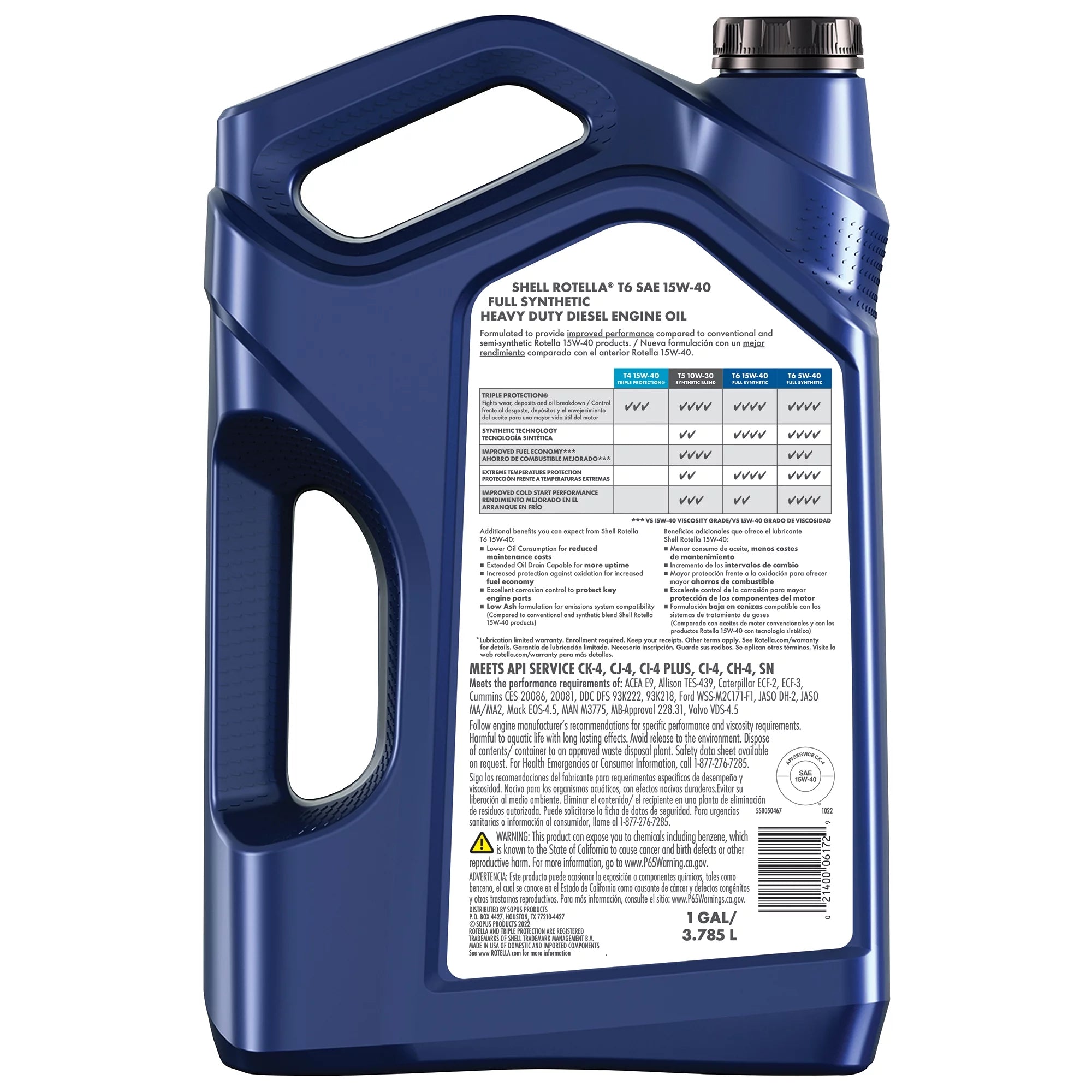 Full Synthetic 15W-40 Diesel Engine Oil, 1 Gallon J205573
