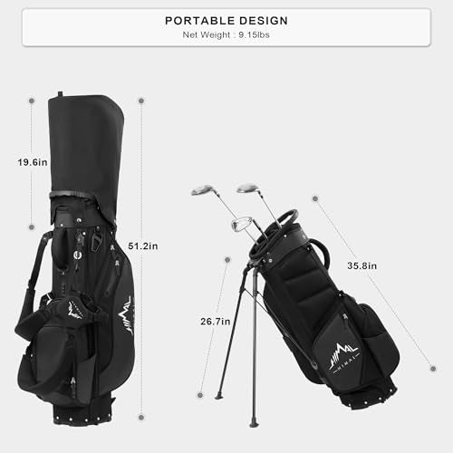 Lightweight Golf Stand Bag with 5 Way Full-Length Dividers and 8 Pockets I2233