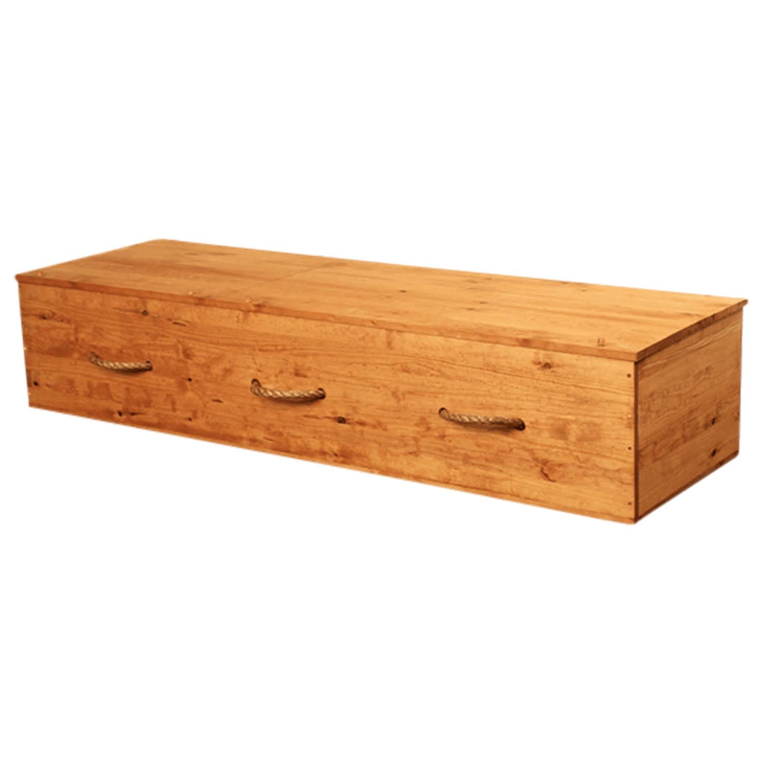 Pine Box Coffin with Rope Handles B6772
