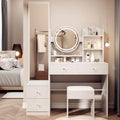 White Oak Makeup Vanity Set with Mirror and Stool L981