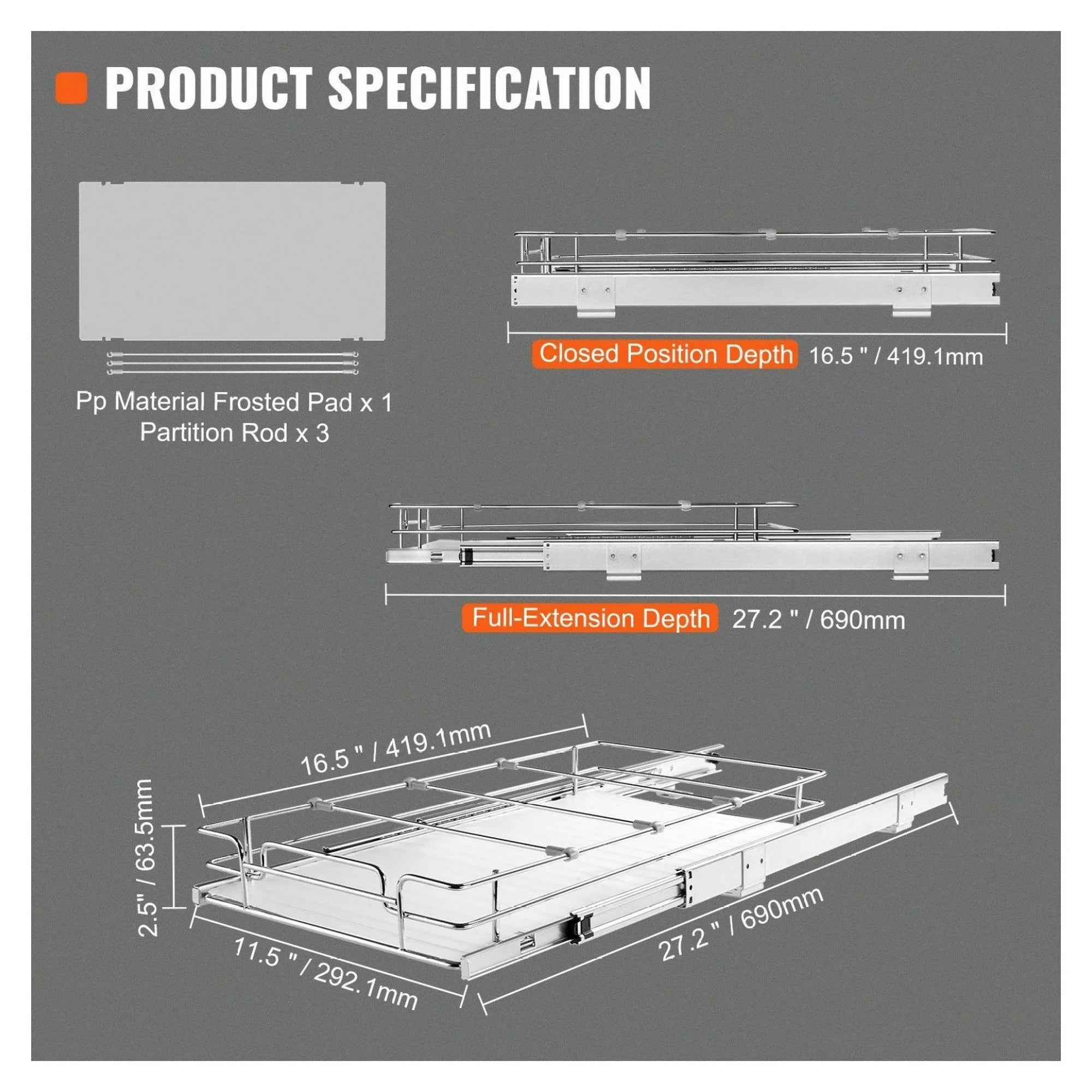 Chrome Steel Roll Out Drawers R78401