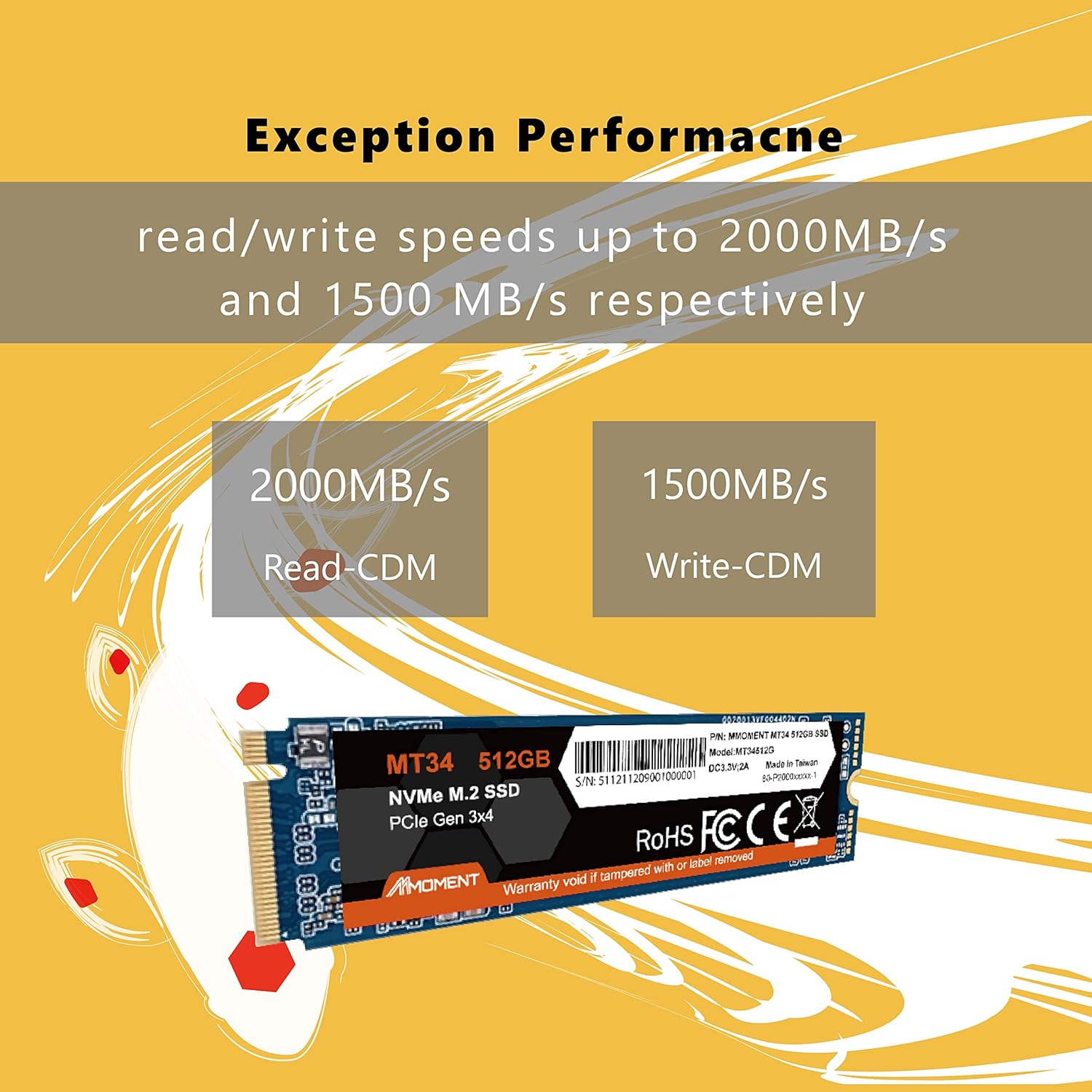 512GB NVMe M.2 2280 PCIe Gen 3x4 Solid State Drive Internal SSD Pack of 2 T8939