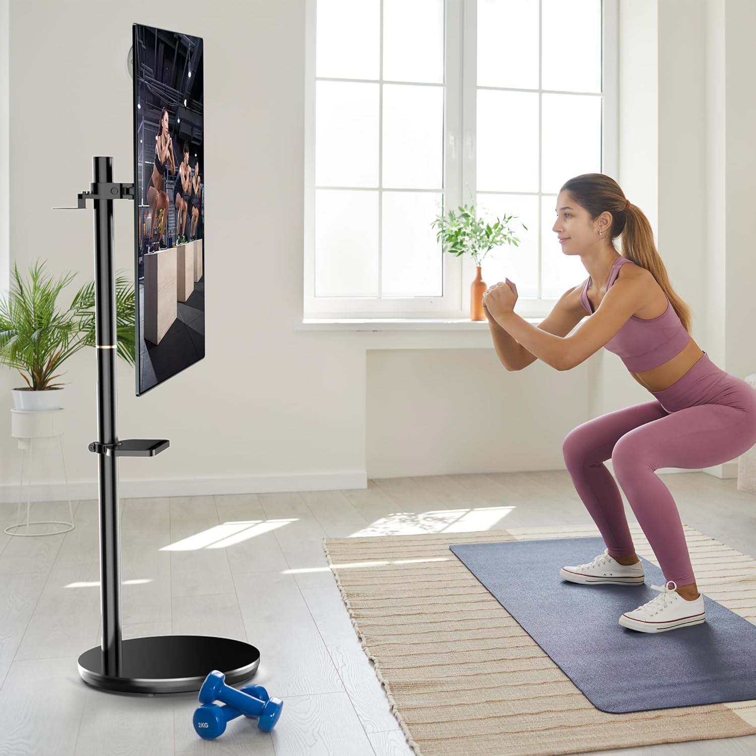 Black Rolling TV Stand with Wheels, Height Adjustable, VESA 200x200mm H46011