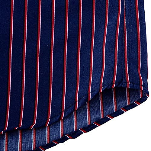 Men's Long Sleeve Vertical Striped Button Down Dress Shirt K7367