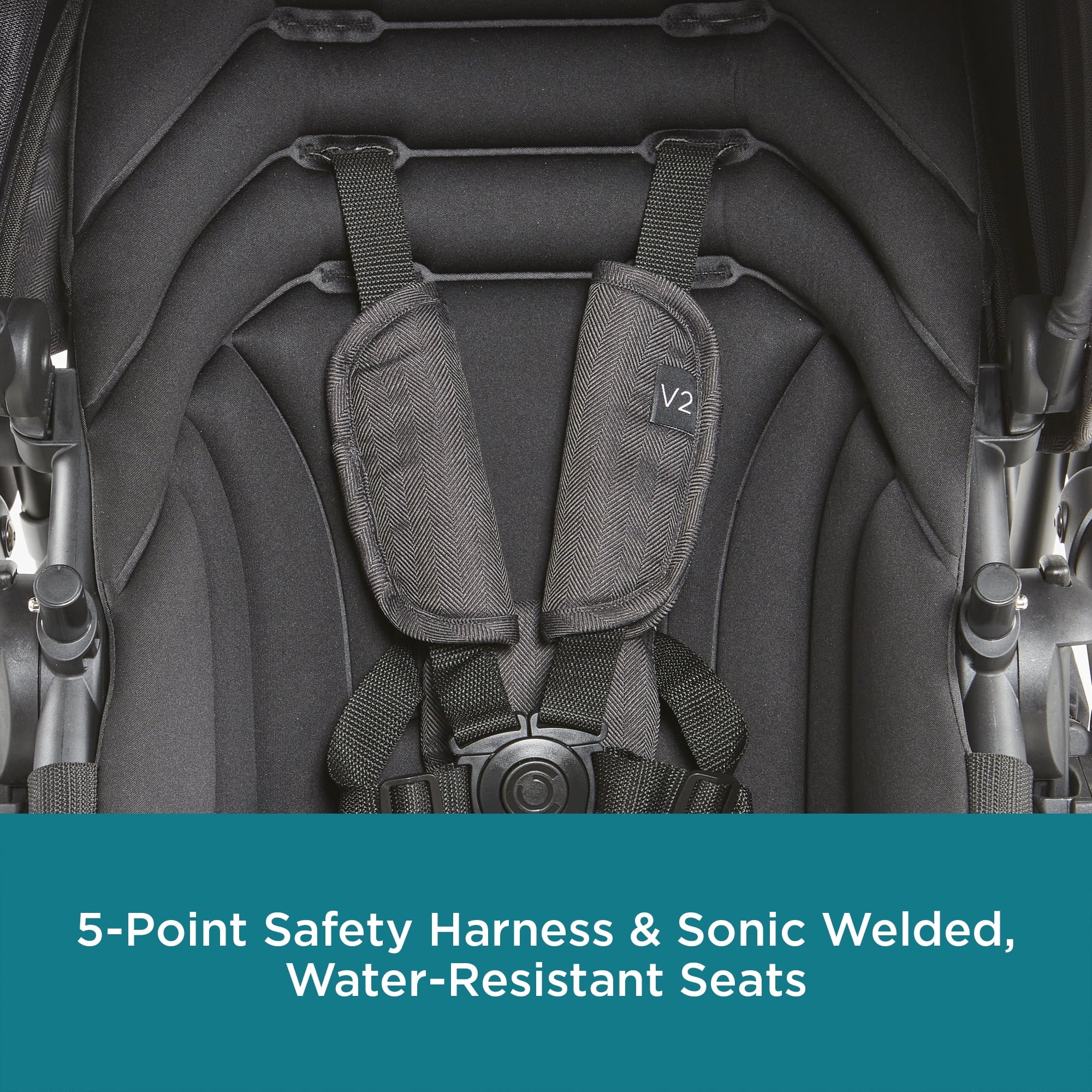 Black Herringbone Double Tandem Stroller T5605