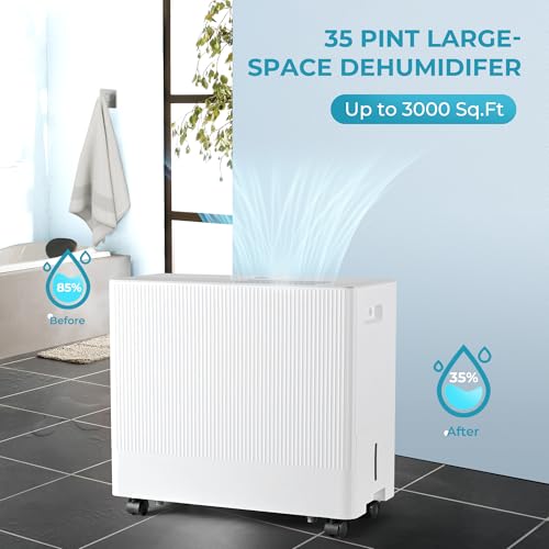 4500 Sq.Ft Energy Star Dehumidifier with Drain Hose, 50 Pint to 110 Pint Dehumidifier with 1.59 Gallon Water Tank E2371