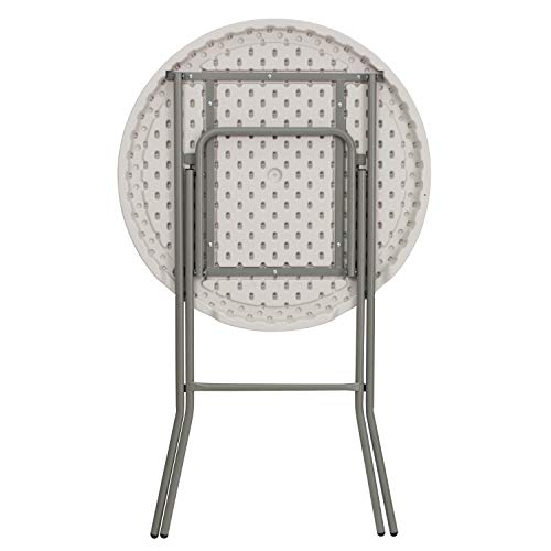 White 2.63' Round Folding Bar Height Plastic Table M20949