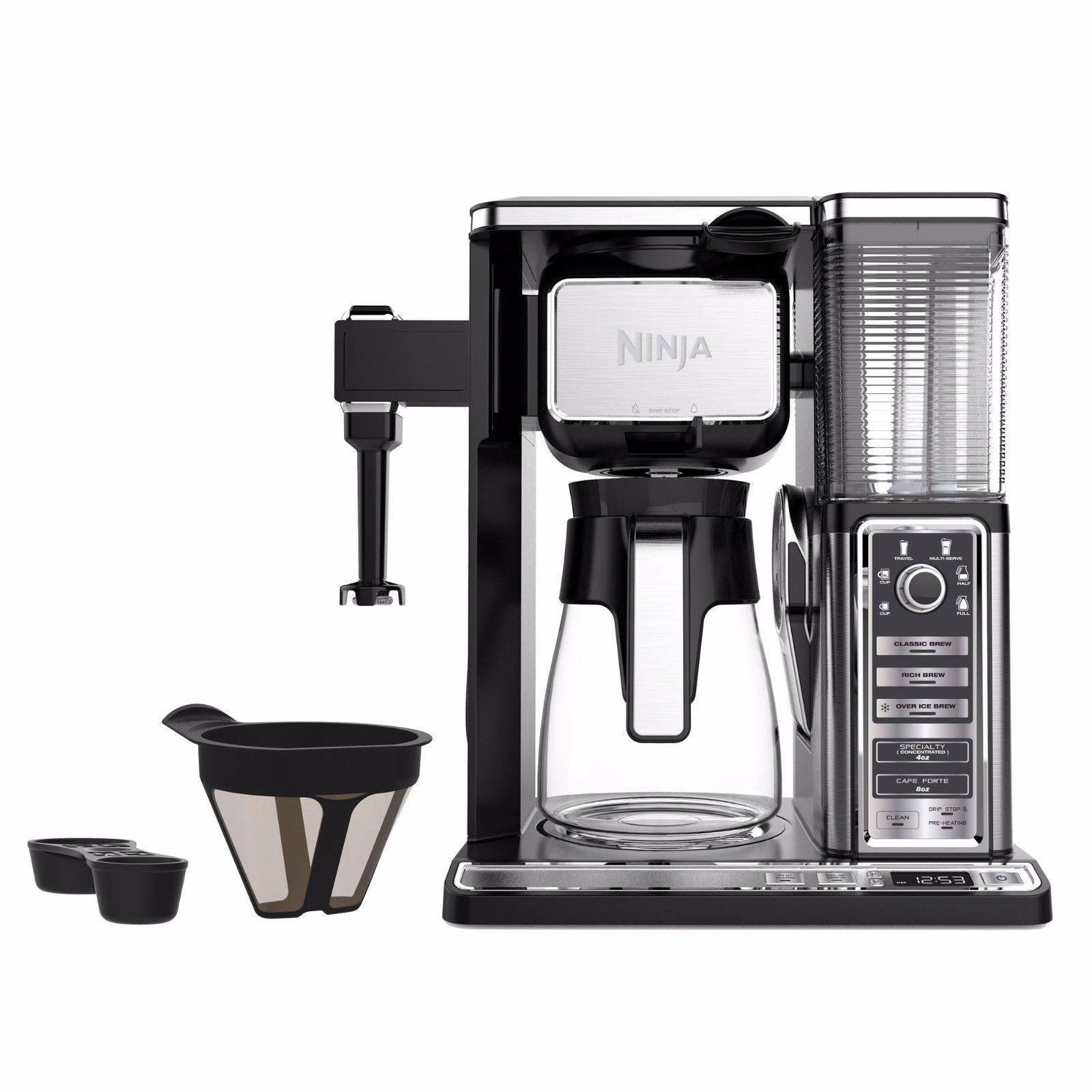 10-Cup Black Stainless Coffee Brewer with Glass Carafe A5603