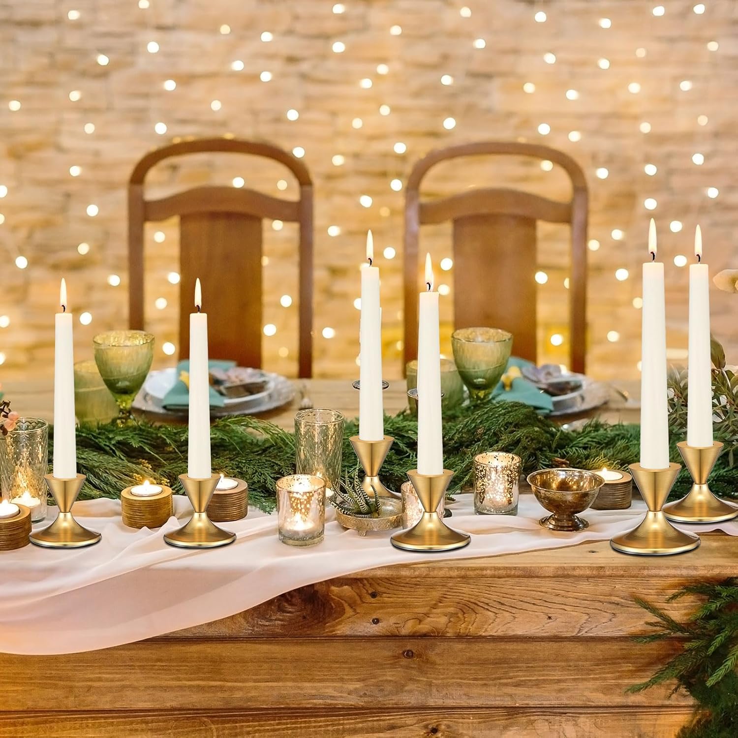 24 Pcs Gold Taper Candle Holders D874