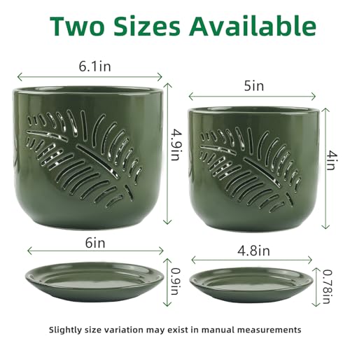 2 Pack 6+5 inch Ceramic Orchid Pots with Holes W5034
