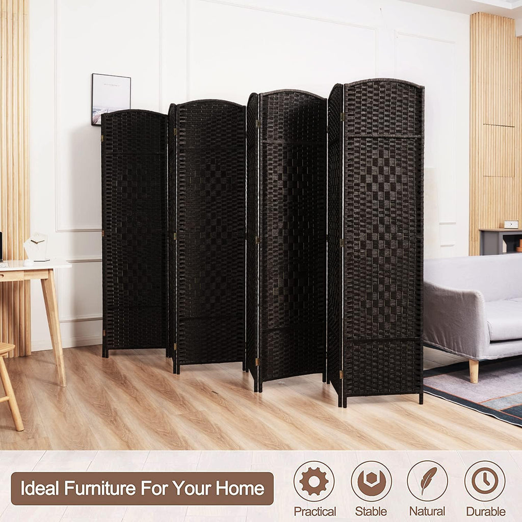Coffee 8-Panel Tall Folding Privacy Screen I8733