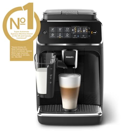 Black Fully Automatic Espresso Machine with LatteGo Milk Frother and Ceramic Grinder P467