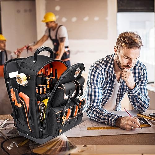 Water-resistant Heavy Duty Tool Backpack with Molded Base T9193