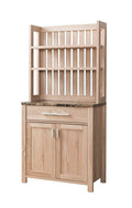 Transitional Microwave Cart with Slatted Plank Hutch Z281
