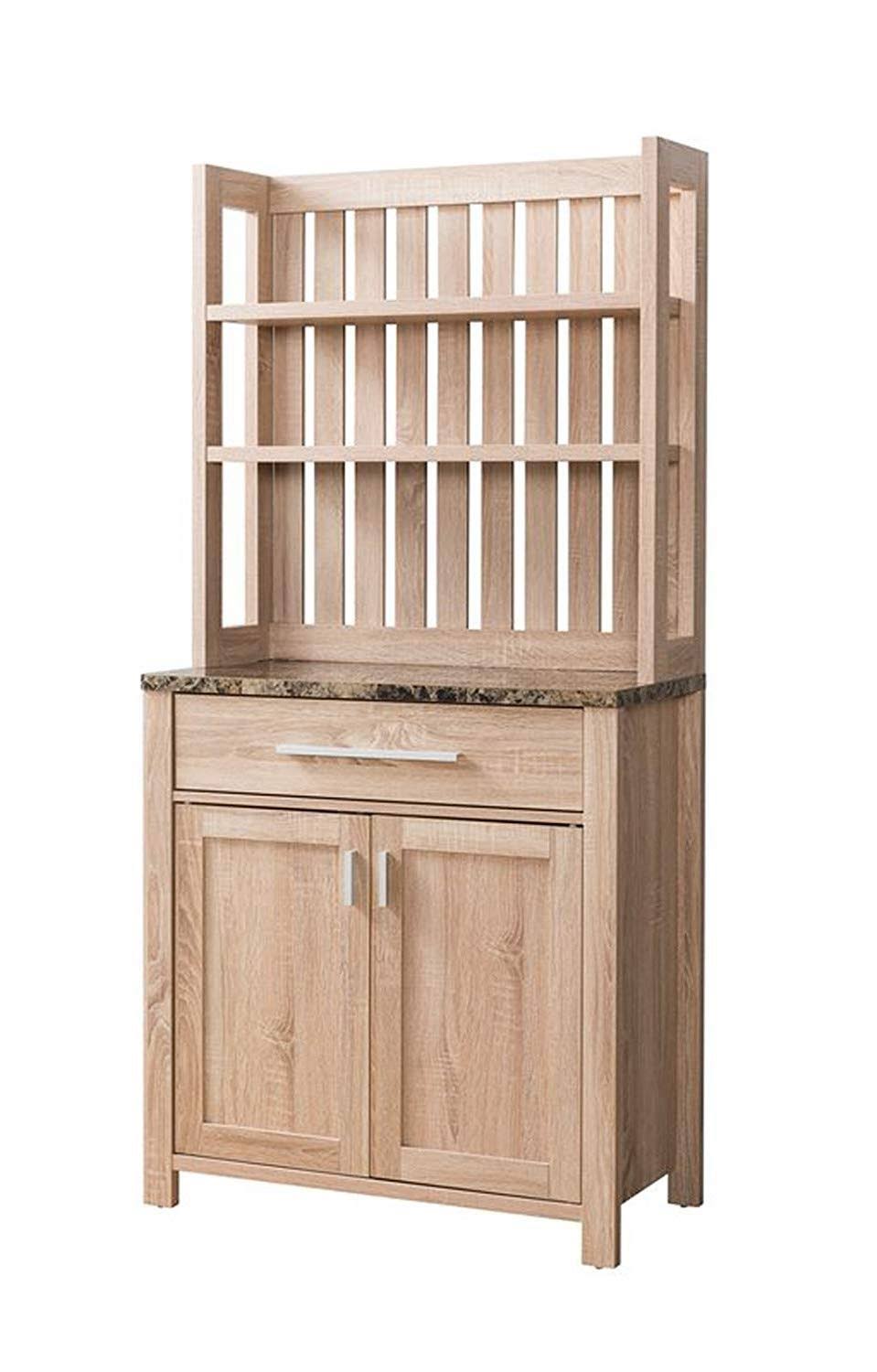 Transitional Microwave Cart with Slatted Plank Hutch Z281