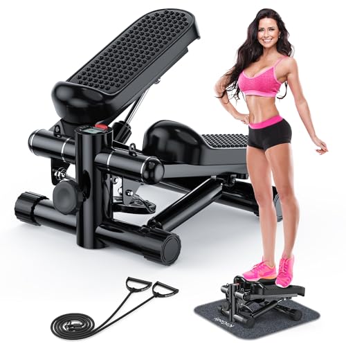 Mini Stepper with Resistance Bands, Adjustable Height Fitness Stepper Machine S401