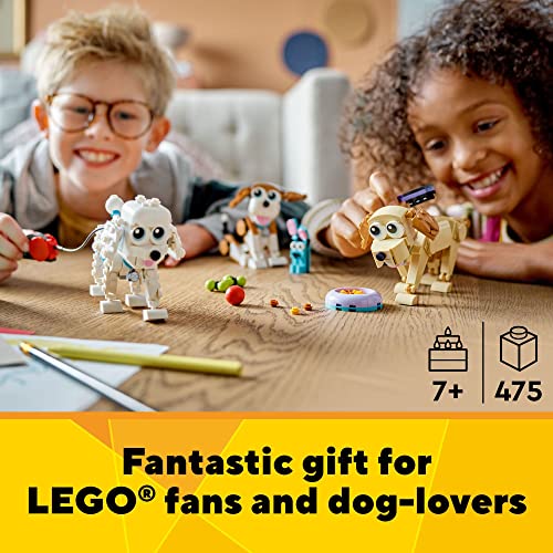 LEGO Creator 3 in 1 Adorable Dogs Building Toy Set, Featuring Dachshund, Beagle, Pug, Poodle, Husky, and Labrador Figures L23202