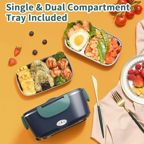 Electric Heated Lunch Box 100W 1.5L Portable Food Heater with Leak-Proof Lid C537636