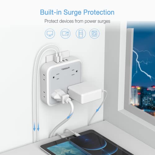 White 8 Outlet 4 USB Surge Protector D493238