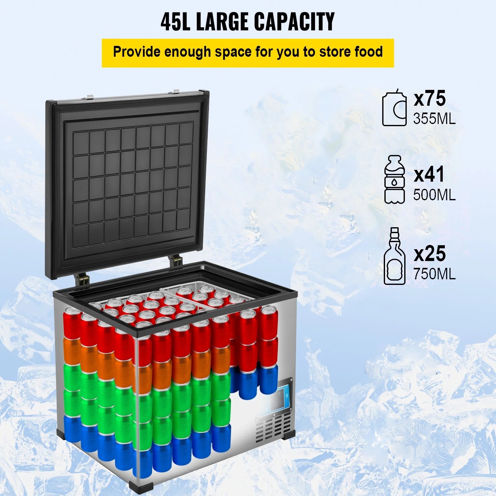 48 Qt 12v Portable Freezer with Single Zone Electric Compressor Cooler D334
