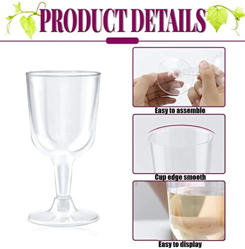50 Pcs Clear Plastic Wine Glasses P8290
