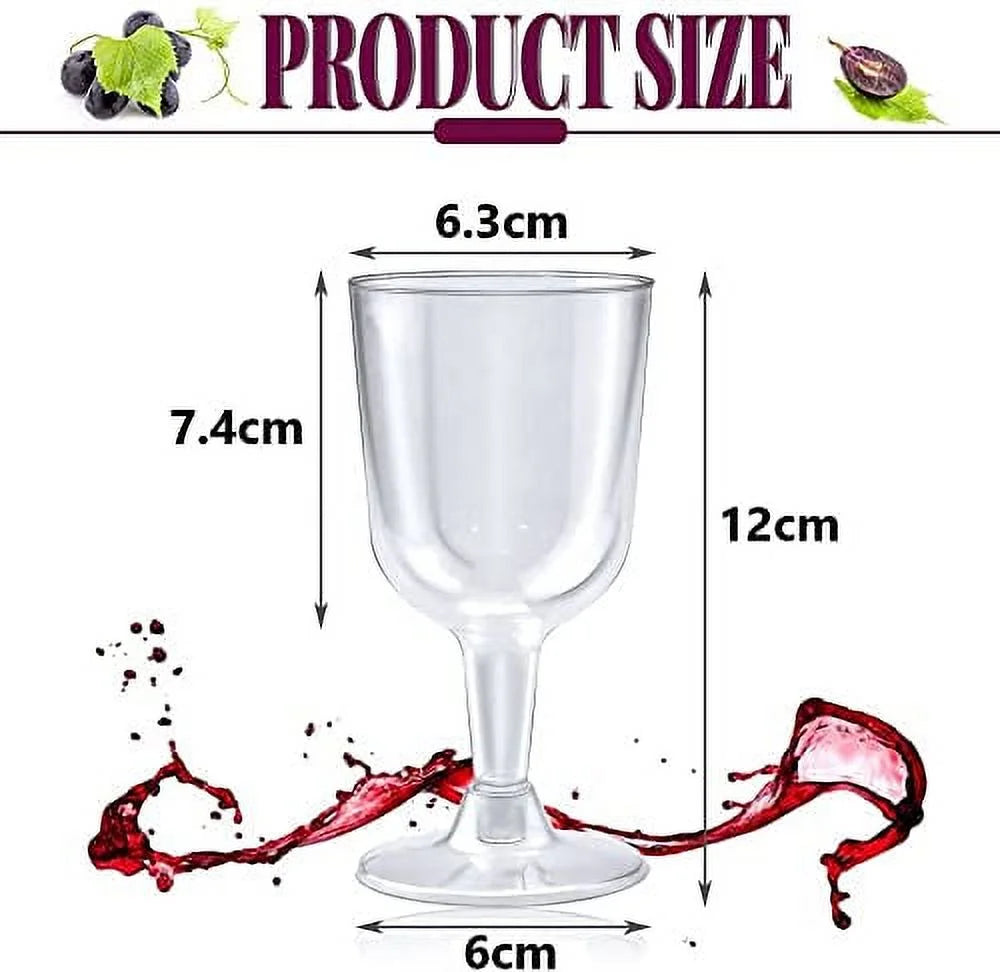 50 Pcs Clear Plastic Wine Glasses P8290