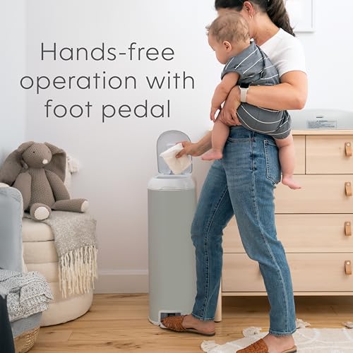 Diaper Pail Stone Grey Stainless Steel with 1 Refill 18 Bags J153