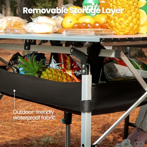 Portable Aluminum Folding Camping Table with Adjustable Legs Y872565
