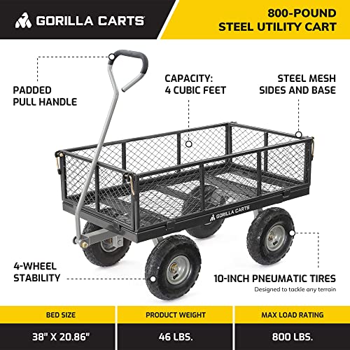 Steel Utility Cart with Removable Sides, 800 Lbs T163