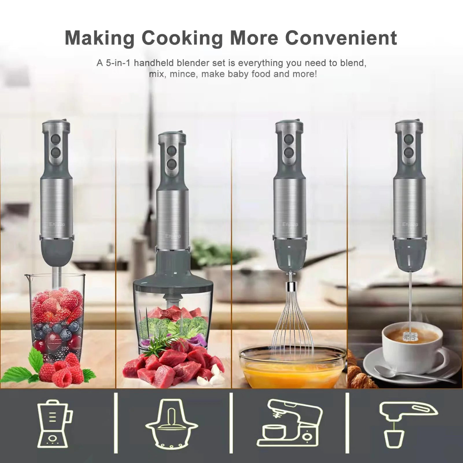 5-in-1 Multifunctional Handheld Stick Blender with Whisk P56140