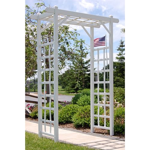 White 57 by 84 Inch PVC Garden Arbor X221693