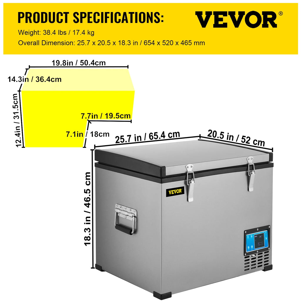 48 Qt 12v Portable Freezer with Single Zone Electric Compressor Cooler D334