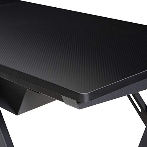 Red L-Shape Gaming Desk with Carbon Fiber Surface Z2449