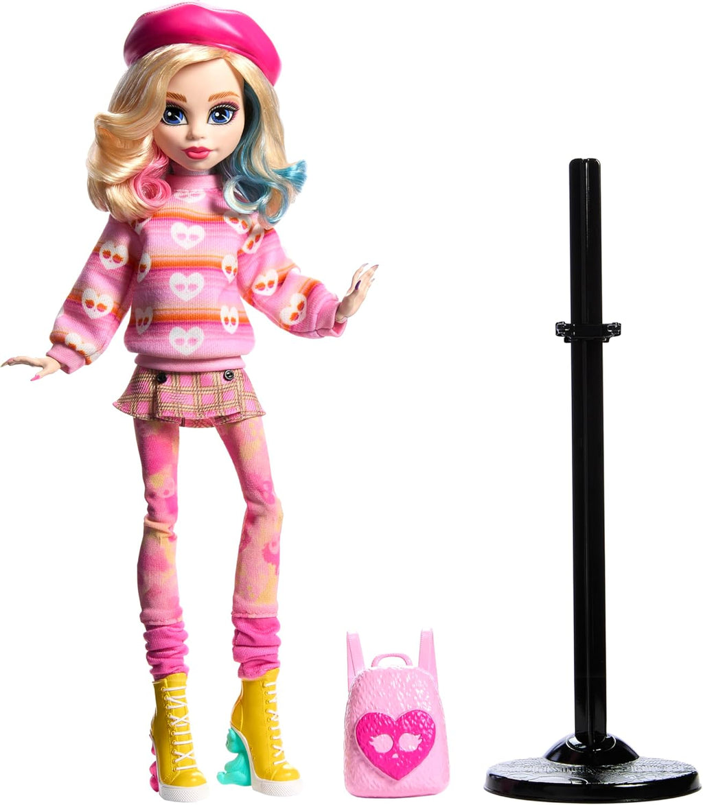 Pink Doll with Beret and Backpack E71164