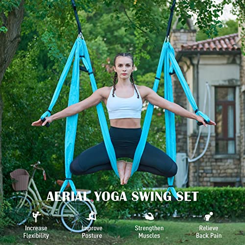 Aerial Yoga Swing Hammock Kit with 2 Extensions Straps and Ceiling Mounting Kit A929797