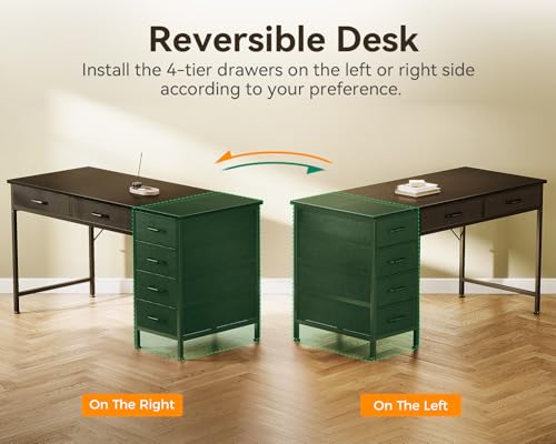 Rustic Brown 40 Inch Computer Desk with 6 Drawers S5437
